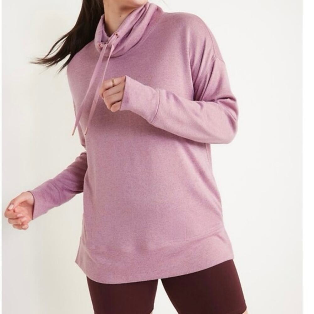 Old Navy Pink Mélange Cowl Neck Tunic Sweater - Large